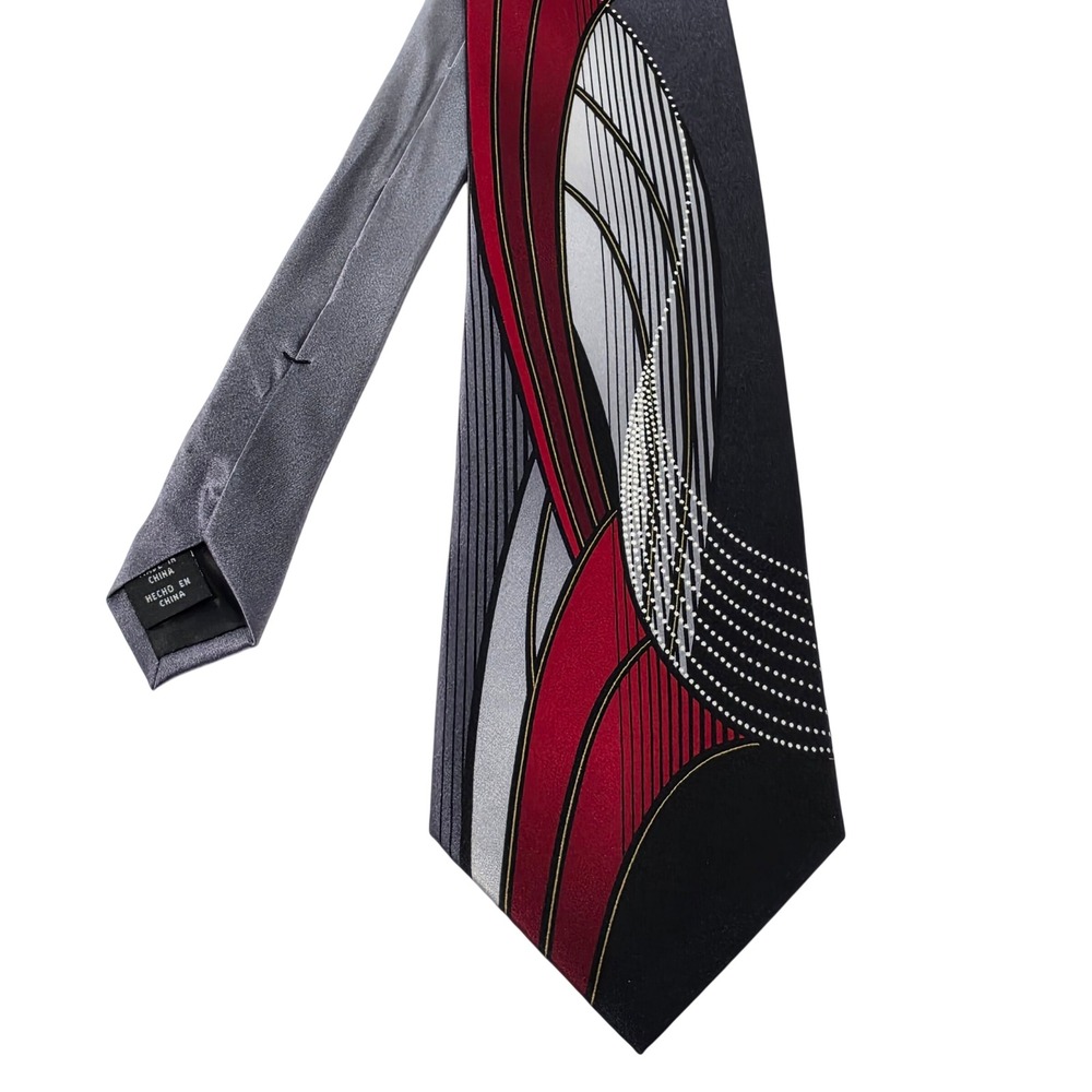 Arrow Mens Silk Necktie Abstract Geometric Red Black Grey Dotted RN 121148